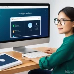 Home 14 운영체제별 백업 도구 비교 - **Prompt:** A young adult, male or female, sitting comfortably at a clean and modern home office des...